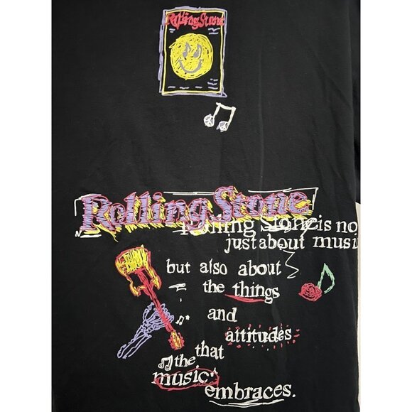 Rolling Stone Magazine Music Black Graphic T-Shirt Large Skull Gothic Stretch - Picture 6 of 7